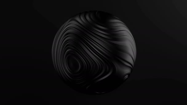 Koule vlny tekutina bezešvé smyčky 4k. 3d vykreslení sféry impulsní průtoku smyčky animace. Black oil drop morphing smooth wave substance. — Stock video