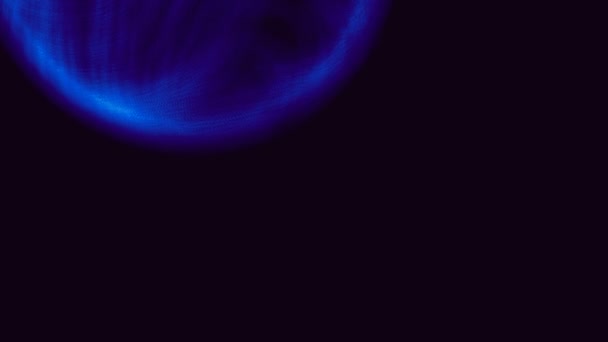 Snurrande sfär blå partikelflöde sömlös loop 4k. Färg neon lutning dynamisk vätska. Blå neon ljus futuristiska teknik koncept. — Stockvideo