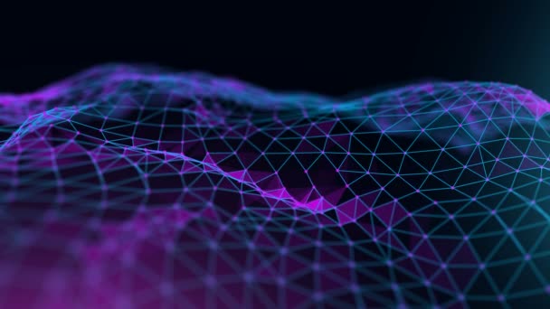 Blaue Blockchain-Technologie-Animation. Netzwerkverbindungsstruktur und Informationstechnologie-Konzept. Digitaler Hintergrund futuristisch. Nahtlose Schleife 4k. — Stockvideo
