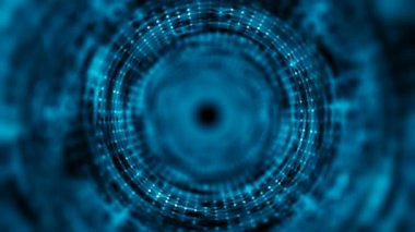 Yıldızlararası uzay solucan deliği tünel animasyonu. Zaman büküm evreni geometrik arka plan. Fütürist ışık tüneli. 3d soyut 4k dikişsiz döngü.