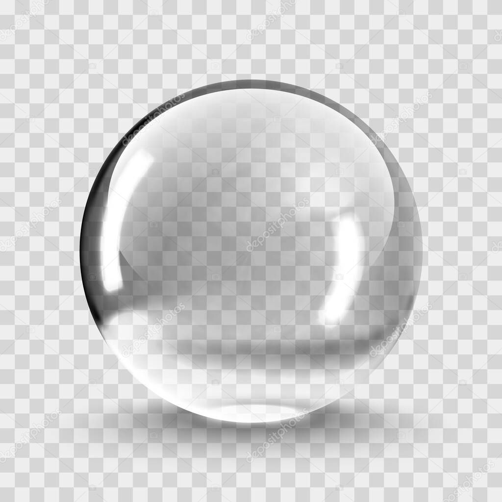 Crystal ball light vector on transparent background. Clear sphere transparent ball. Bubble clear EPS 10.