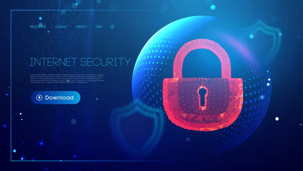 Low poly lock data security concept. Cybersecurity computernetwerk. Cybercrime vector illustratie. digitale slotvector illustratie EPS 10. — Stockvector
