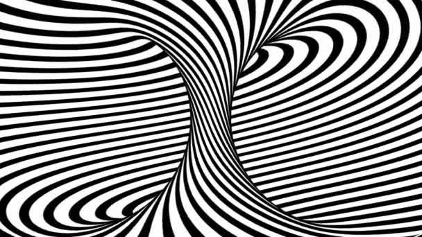 Bükülmüş torus illüzyonu 3 boyutlu dikişsiz döngü animasyonu. Optik yanılsama solucan deliği tüneli. — Stok video