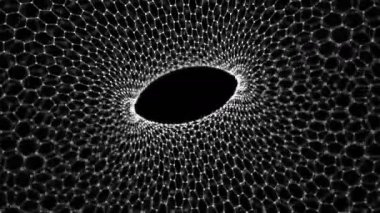 Fantezili soyut solucan deliği dikişsiz döngü 4K animasyonu. Neon hattı teknolojisi arka planı.