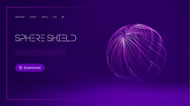 Küre kalkanı soyut tarzda koruma sağlar. Virüs koruma balonu. Mavi soyut antiviral teknoloji geçmişi. 3d mavi enerji topu çizimi.