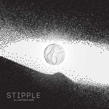 Nokta noktalama çizimi. Eski sanat Snowboard Dağı Sanat arka planı. Noktacılık grafiği. Tahıl arazisi duvar kağıdı.