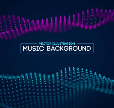 Müzik Arkaplan Mavi soyut fütüristik arka plan. Gelecekteki teknoloji vektör gürültüsü soyut teknoloji bilimi arka planı. EPS 10.