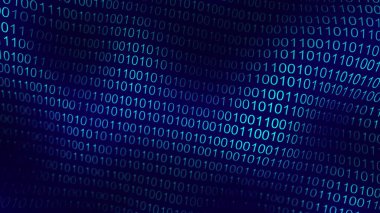 Çevrimiçi güvenlik için arka plan kodlaması. Bilgisayar teknolojisi, ikili kodlu gelecekteki dijital ağ mavi arkaplanı. İnternet veri güvenliği kavramı. Soyut gelecek tasarımı.