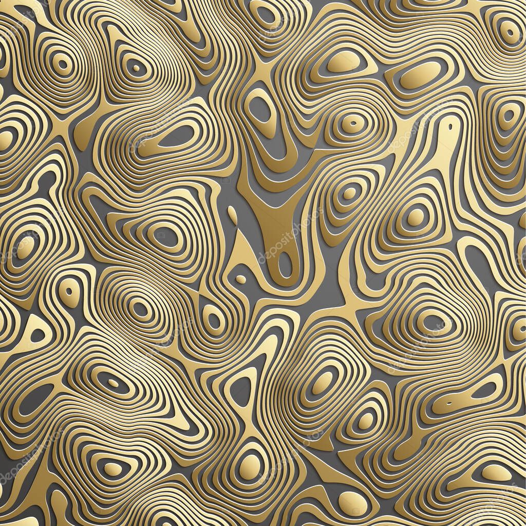 Luxury gold background. Wavy gold landscape consept of gold vector background with gradient lines on dark.