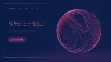 Küre kalkanı soyut tarzda koruma sağlar. Virüs koruma balonu. Küre teknoloji arka planında. Sihirli küre vektör çizimi.
