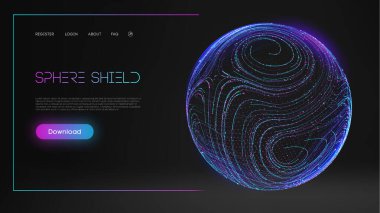 Küre kalkanı soyut tarzda koruma sağlar. Virüs koruma balonu. Küre teknoloji arka planında. Sihirli küre vektör çizimi.