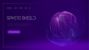 Küre kalkanı soyut tarzda koruma sağlar. Virüs koruma balonu. Küre teknoloji arka planında. Sihirli küre vektör çizimi.