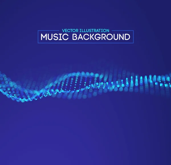 La música ondea fondo azul. Tecnología futurista onda sonora. EPS 10 — Vector de stock
