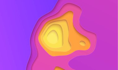 Mor sarı gradyan kağıt kesim tasarımı. Vektör çizimi. Renkli topoğrafik arka plan. EPS 10