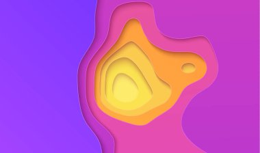 Mor sarı gradyan kağıt kesim tasarımı. Vektör çizimi. Renkli topoğrafik arka plan. EPS 10