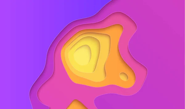 Fialový žlutý gradient střih papíru. Vektorová ilustrace. Barevné topografické pozadí. EPS 10 — Stockový vektor