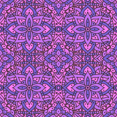 Hint mandala desenli kusursuz vektör tasarımı. Kumaş için kusursuz bir şablon. Oryantal soyut turuncu çiçek deseni.