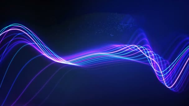 抽象的な青い音波。カラフルな波デジタル音楽イコライザー。グラフィック波パターン技術の背景。シームレスループ4k. — ストック動画