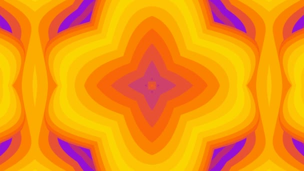 Bunte Kaleidoskop nahtlose Schleife 4k. Neon Grafik abstrakte moderne leuchtend rote orange Animation. Stil der 80er Jahre. — Stockvideo