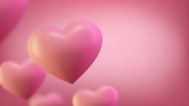 Animación de corazón de amor rosa. San Valentín concepto de fondo día 4k lazo sin costura. renderizado 3d. — Vídeo de stock