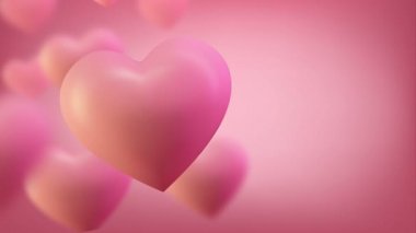 Pembe aşk kalp animasyonu. Sevgililer Günü konsepti 4K kusursuz döngü. 3d oluşturma.