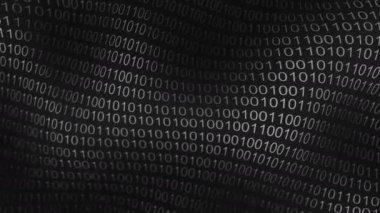 İş konsepti için mavi kod dalgası arka planı. Veri ikili kod ağı. Dijital bilgisayar kodlu yazılım arka planı. Gelecekçi siber uzay döngüsü animasyonu. 4k çözünürlükte ağ numaraları.