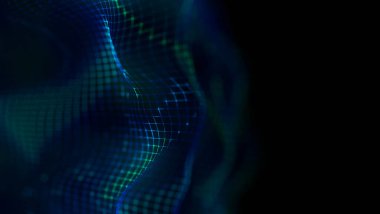 Modern mavi teknoloji dalgası. Yumuşak odak arkaplanı. Neon ışığı büyük veri.