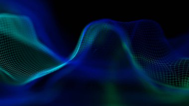 Modern mavi teknoloji dalgası. Yumuşak odak arkaplanı. Neon ışığı büyük veri.