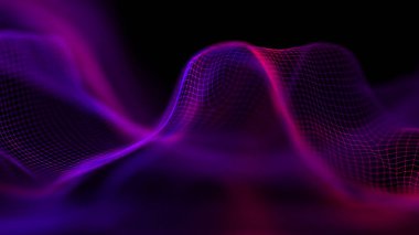 Mor teknoloji müzik dalgası arka planı. Neon kırmızı ışık.
