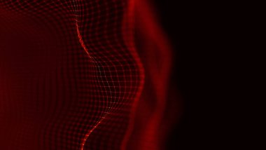 Kırmızı soyut teknoloji arka planı. Müzik soyut dalgası.