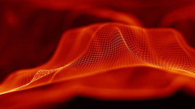 Kırmızı soyut teknoloji arka planı. Müzik soyut dalgası.