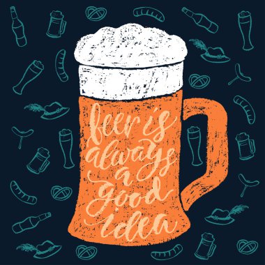 Bira ve Oktoberfest fırça yazı el