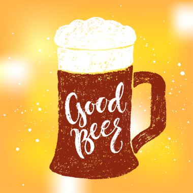 Bira ve Oktoberfest fırça yazı el