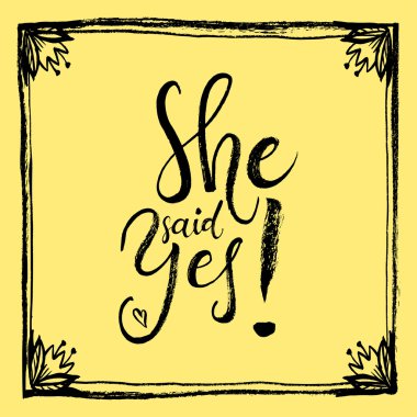 She said Yes. Engagement, bride vector