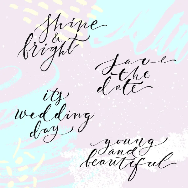 Juego de boda de letras de mano — Vector de stock