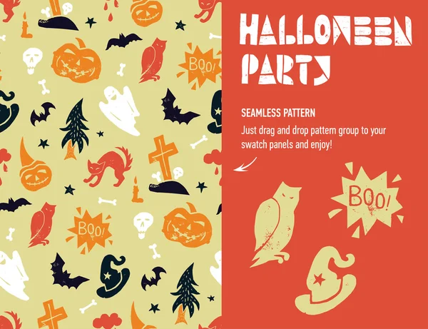 Halloween festa sem costura padrão — Vetor de Stock
