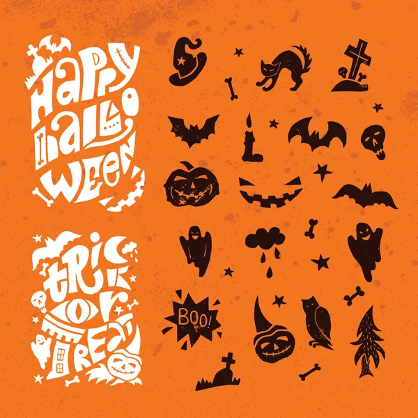 Feliz Halloween linograbado — Archivo Imágenes Vectoriales