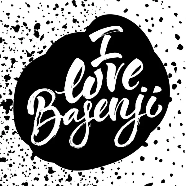 Me encanta basenji Lettering — Vector de stock