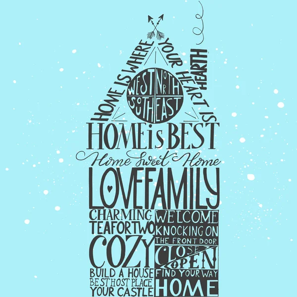 Phrases about home sweet home — Stock Vector