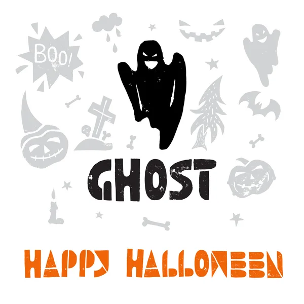 Feliz Halloween con Ghost — Archivo Imágenes Vectoriales