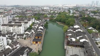 aerial view of Shantang street in Suzhou city, China. High quality 4k footage