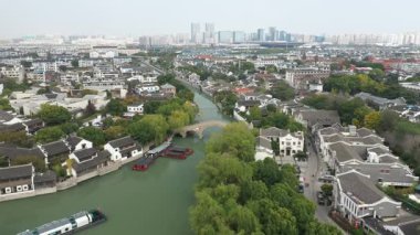 aerial view of Shantang street in Suzhou city, China. High quality 4k footage