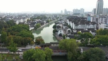 aerial view of Shantang street in Suzhou city, China. High quality 4k footage