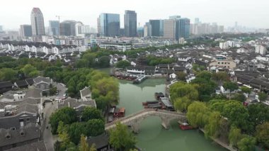 aerial view of Shantang street in Suzhou city, China. High quality 4k footage