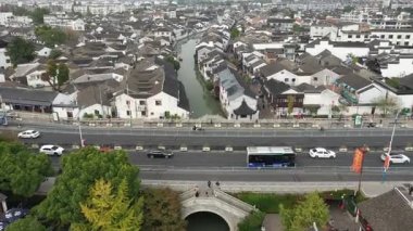 aerial view of Shantang street in Suzhou city, China. High quality 4k footage