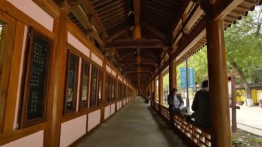 Suzhou, Çin - 8 Mart 2022: Hanshan Tapınağı 4 'teki manzara, Çin Suzhou' daki antik kültür. Yüksek kalite 4k görüntü