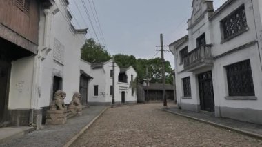 Şangay 'ın tarihi sokak manzaraları. Yüksek kalite 4k görüntü