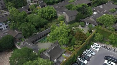 Yangzhou şehir manzarası ve Jiangsu, Çin 'deki tarihi mimari. Yüksek kalite 4k görüntü