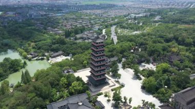 Daming Tapınağı Sahnesi, Yangzhou Şehri, Jiangsu Eyaleti, Çin. Yüksek kalite 4k görüntü