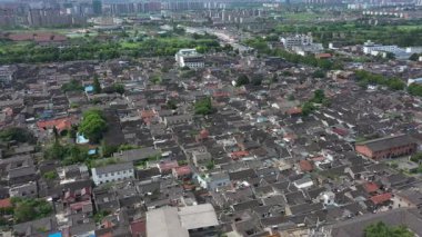 Yangzhou şehir manzarası ve Jiangsu, Çin 'deki tarihi mimari. Yüksek kalite 4k görüntü